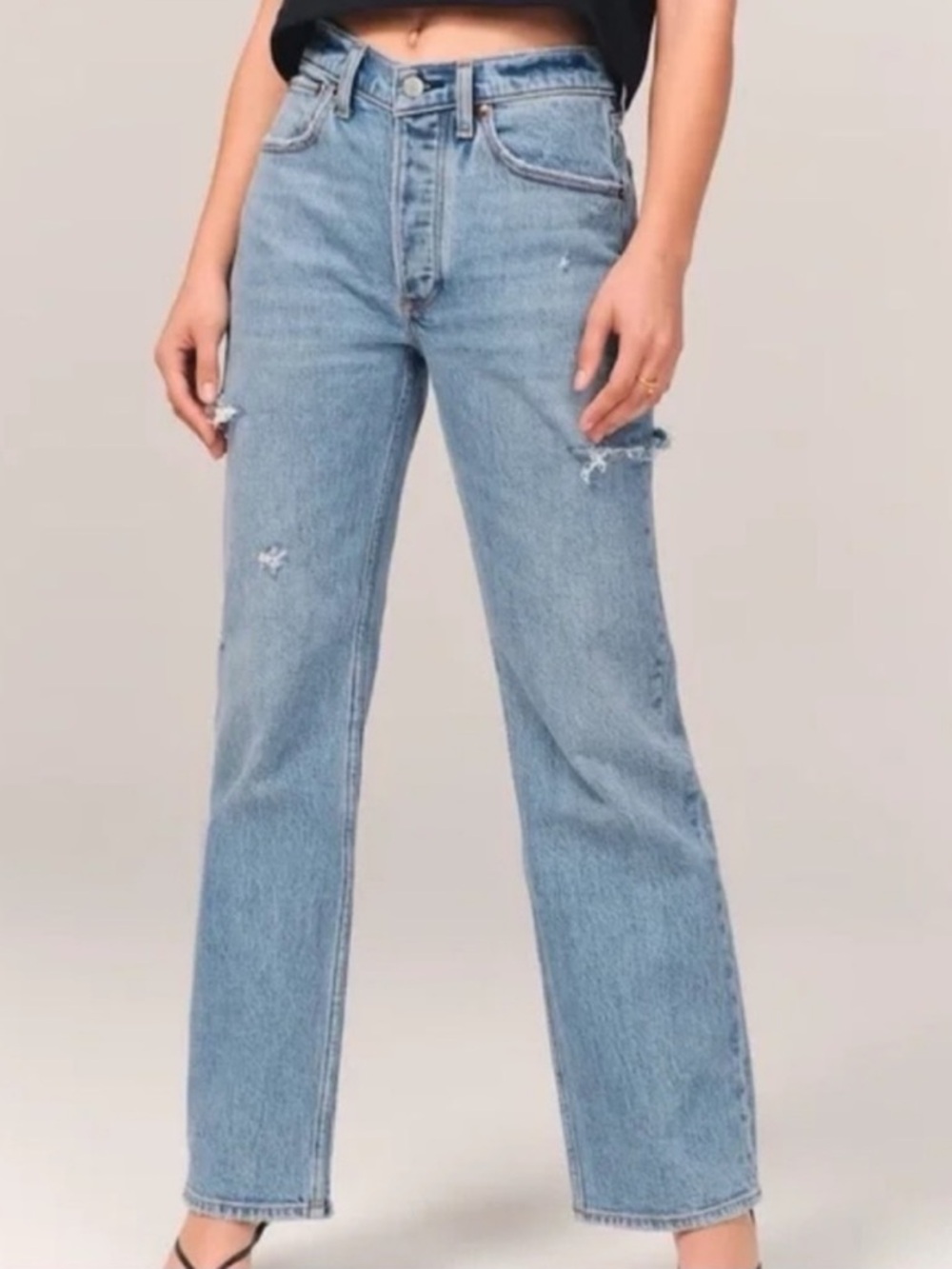 Abercrombie 90s Baggy Jeans Low Rise Size 31x12R Light Wash Y2K Grunge Denim